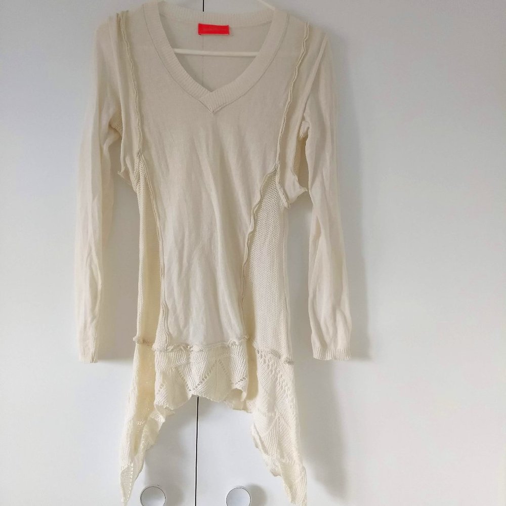 vintage 90s handkerchief hem tunic sweater Italy NWOT